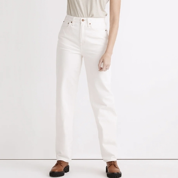Madewell The Baggy Straight Jeans in white Size 23 nwt - Picture 1 of 11